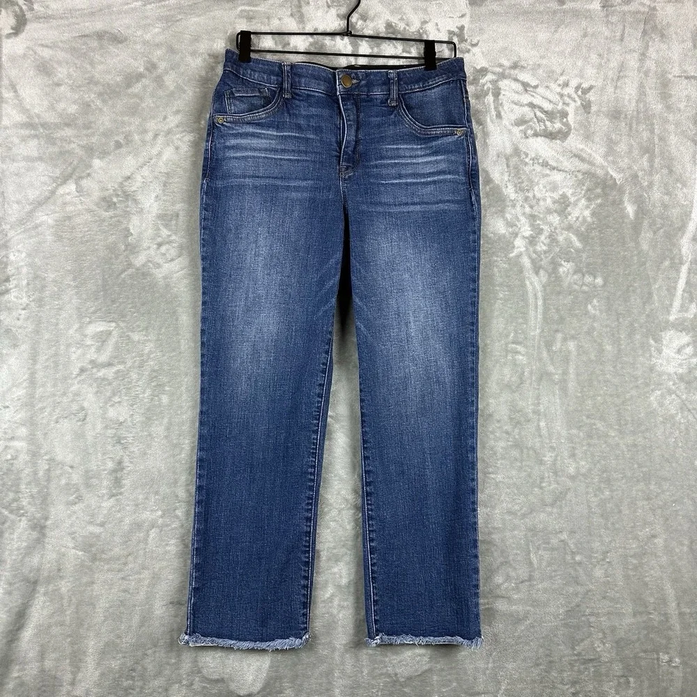 Wit & Wisdom Jeans Women's 8 Blue Straight Leg Frayed Raw Hem